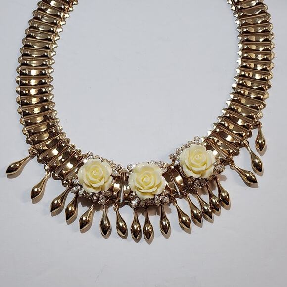 Anton Heunis Handmade in Madrid Floral Fringe Collar Bibb‎ Statement Necklace - Picture 12 of 12